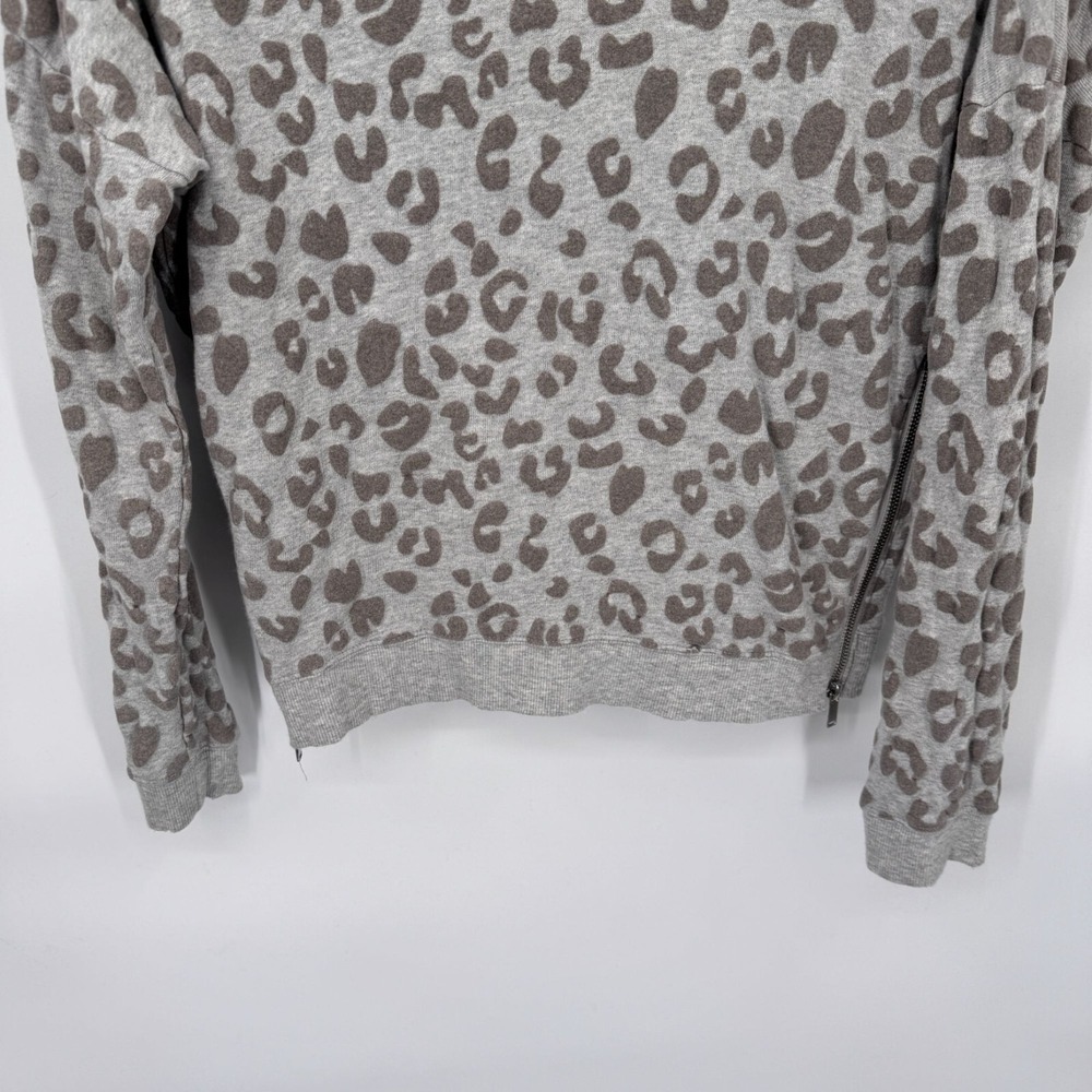 Rails Marlo Flocked Sweater Womens S Gray Leopard Print Cotton Zipper Detail - Picture 4 of 12
